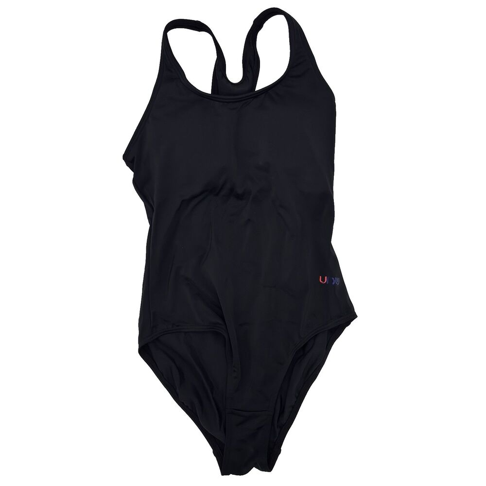 UNOW Pro Training Swimsuit Black Racerback Womens One Piece Swim Sz XS Athletic